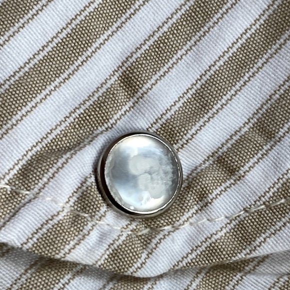 Mens Vintage Williams Bay 4X Western Shirt Tan & Cream Pearl Snap Button Down - Picture 5 of 10